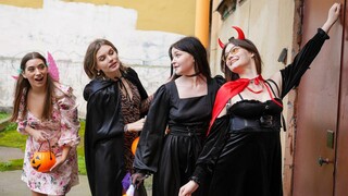 Watch Brones' Shaved Pussy Halloween Lesbian Fun - the best porn on YOUPORN.ZONE